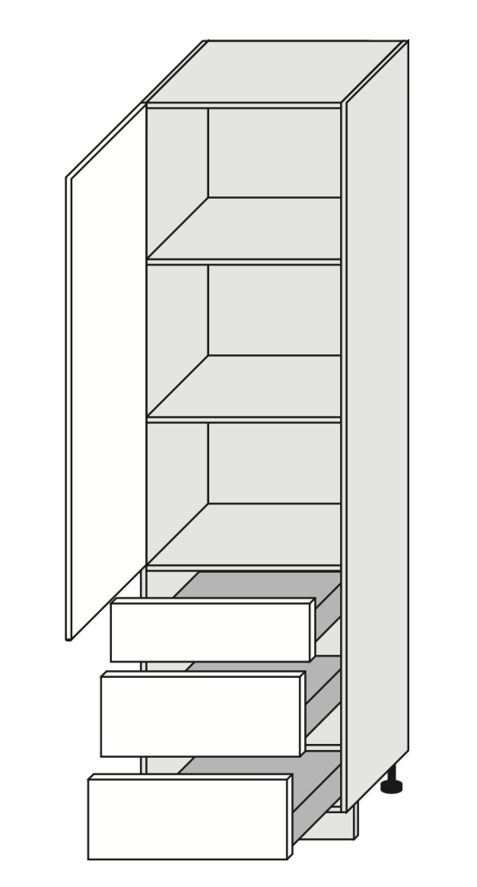 ArtExt Kuchyňská skříňka vysoká BONN | D14DP 3M Barva korpusu: Grey - main (23)