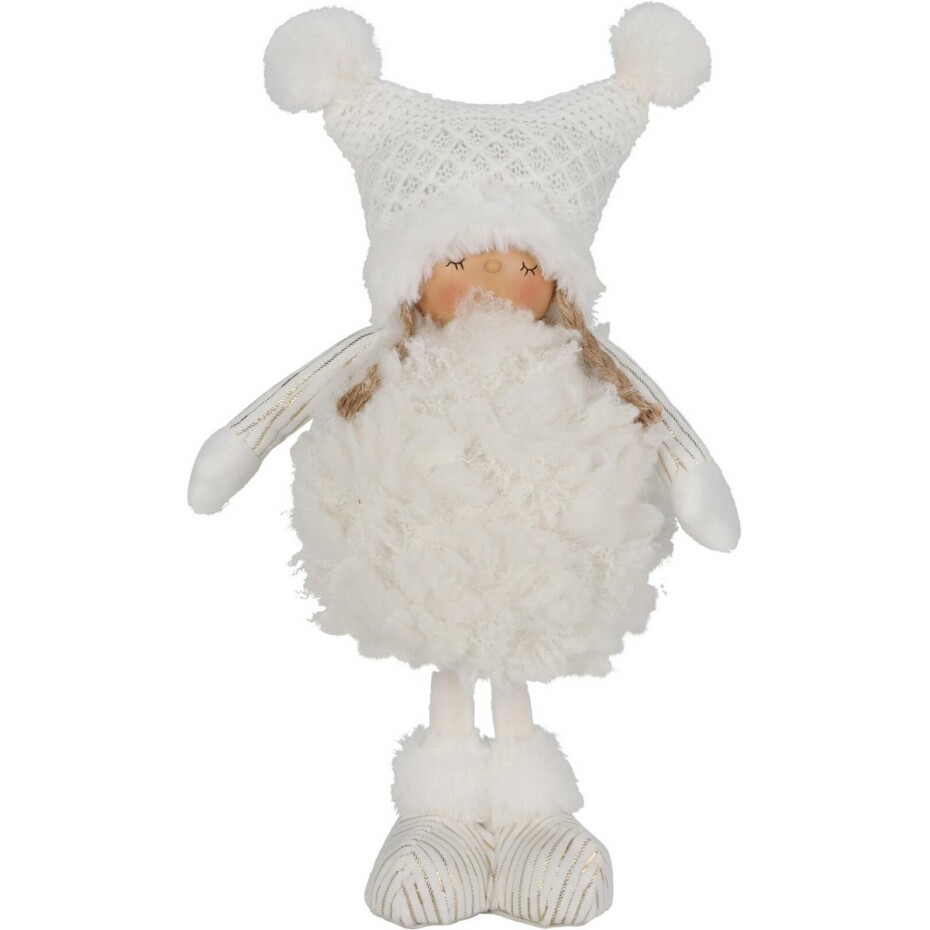 Vánoční dekorace Fluffy girl bílá, 18 x 12 x 33 cm - main (0)