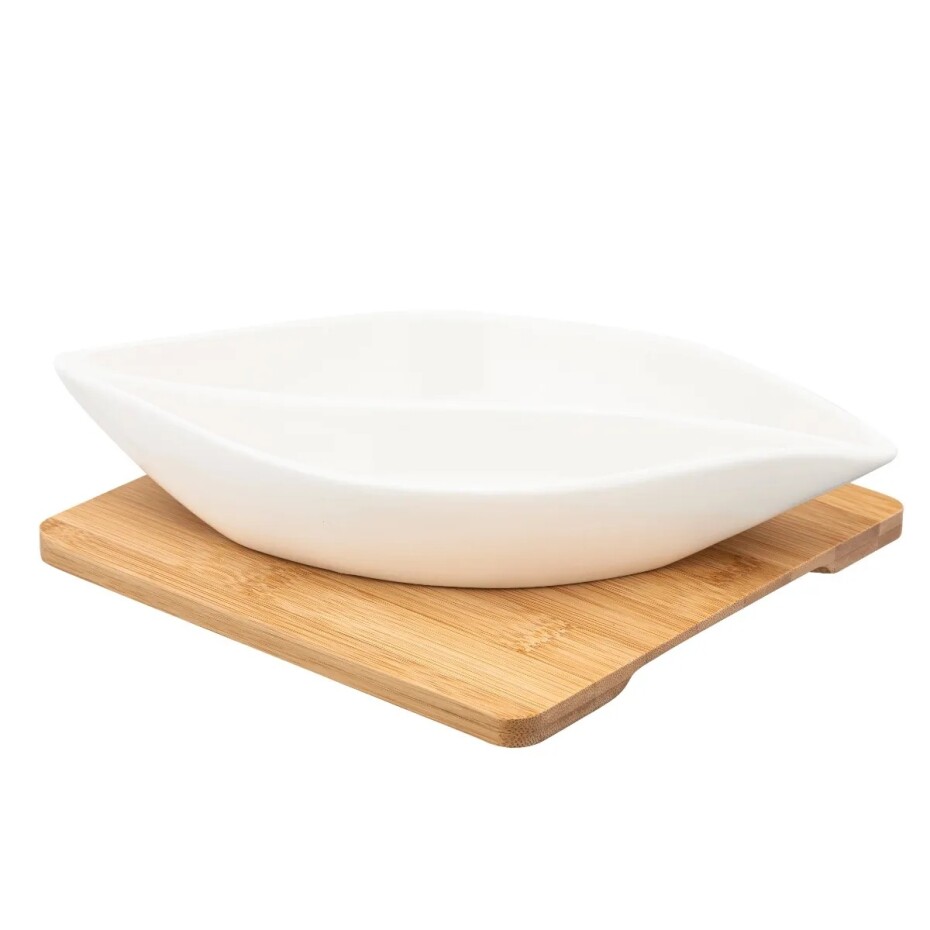 Altom Porcelánová dělená miska na bambusovém podnosu, 26 x 14 x 5 cm - main (0)