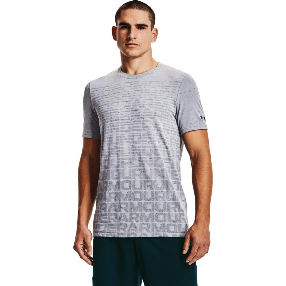 Pánské tričko Under Armour  Seamless Wordmark SS Grey S - main (4)