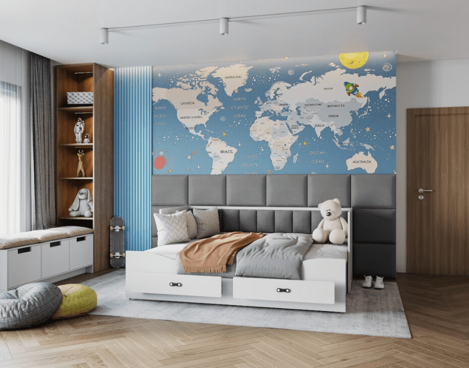 ArtAJ Rozkládací postel EMMELINE s matrací | bílá/šedá 80 x 200 cm - main (2)