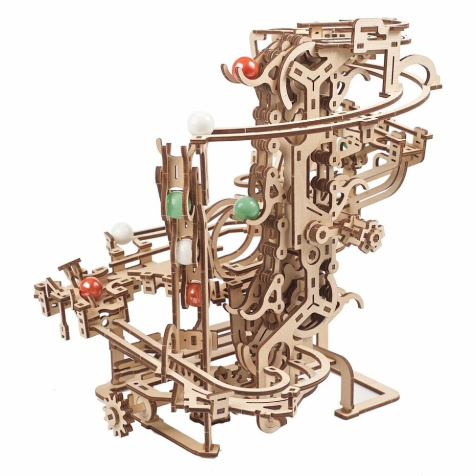 Ugears 3D dřevěné mechanické puzzle Kuličková dráha řetězová - main (1)