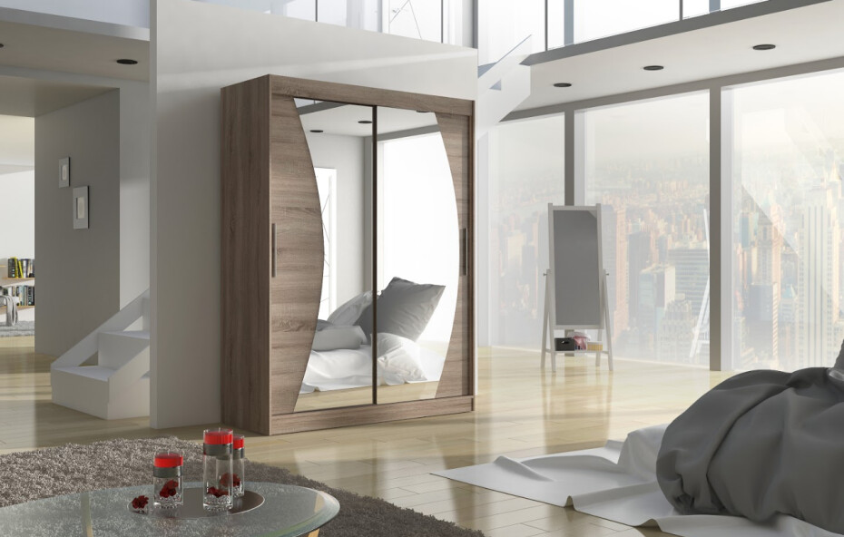 ArtAdrk Šatní skříň MODESTO | 150 cm Barva: Čokoládová - main (4)