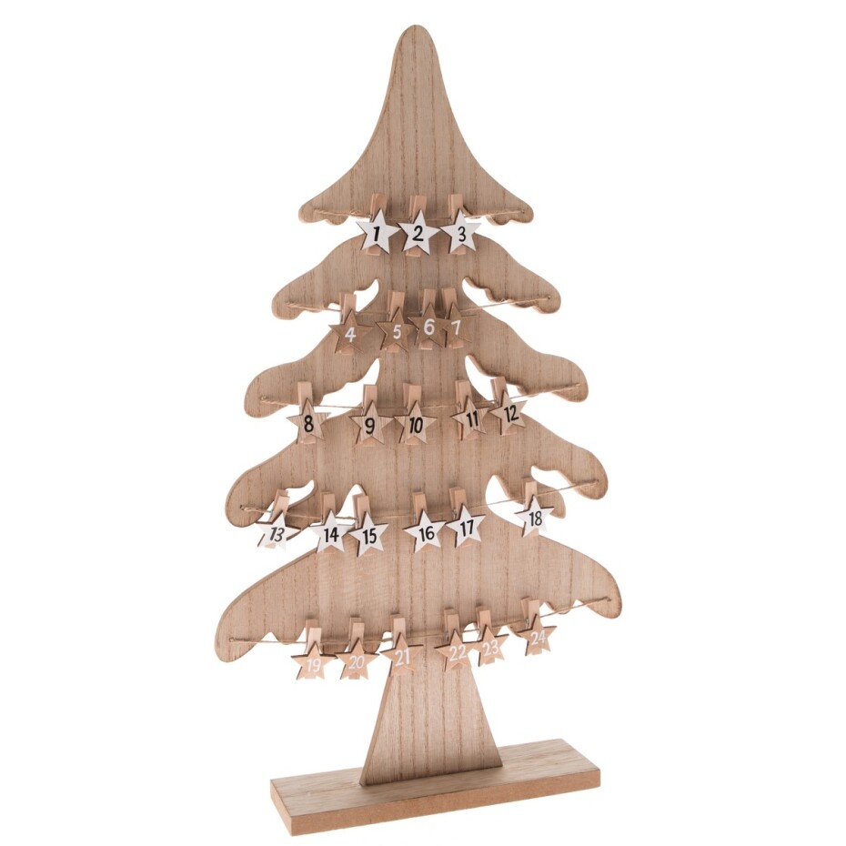 Dřevěný adventní kalendář Stromek hnědá, 26,5 x 47,2 cm - main (0)