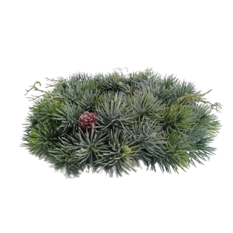 Vánoční věnec chvojový ojíněný s trávou, pr. 30 cm - main (1)