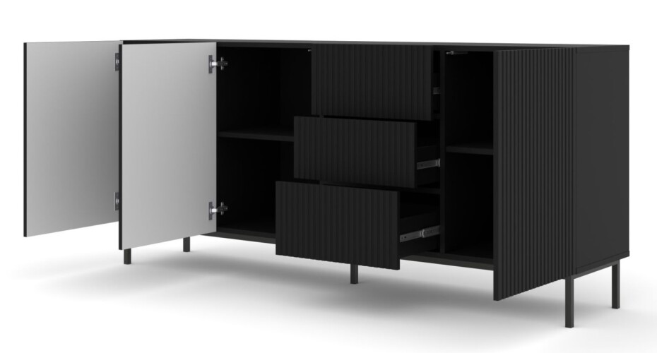 ARTBm Komoda RAVENNA B 3D3S 200 | černá matná Provedení: Černý mat / černá podnož - main (7)
