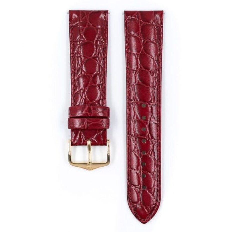 Řemínek Hirsch Crocograin (NO QR)  - burgundy - 16 mm - M – Střední délka - 14 mm - Zlatá - main (1)
