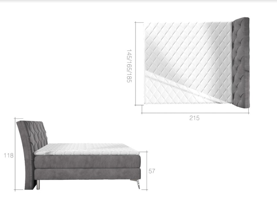 Artelta Manželská postel ADEL Boxspring | 160 x 200 cm barevné provedení: Omega 91 - main (16)