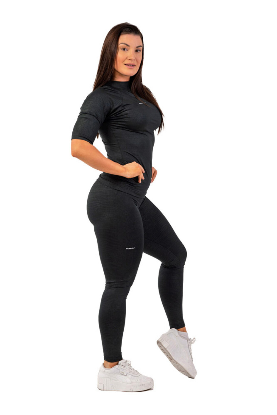 Dámské tričko Nebbia  Python SnakeSkin Mid Sleeve T-shirt 416 black S - main (4)