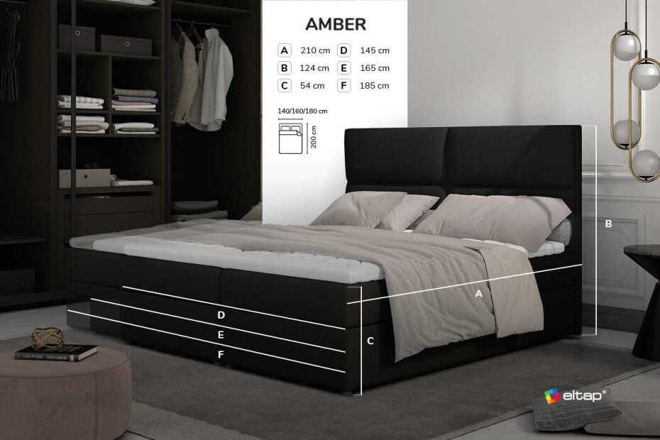 Artelta Manželská postel AMBER Boxspring | 140 x 200 cm Barevné provedení AMBER: Soft 33 - main (18)