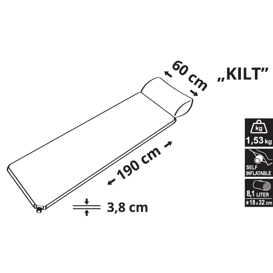 Cattara 13329 190x60x3,8cm s polštářem KILT - main (4)
