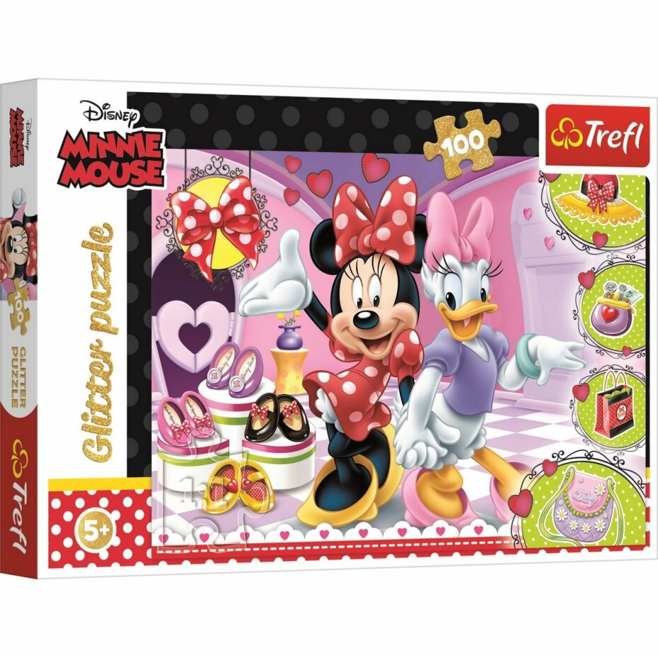 Trefl Třpytivé puzzle Minnie a Daisy, 100 dílků - main (1)