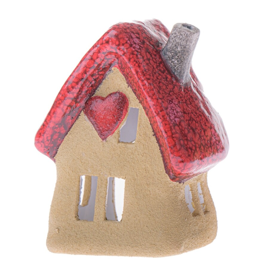 Keramický svícen Srdcový domeček, 12,4 x 16 x 9,3 cm - main (0)