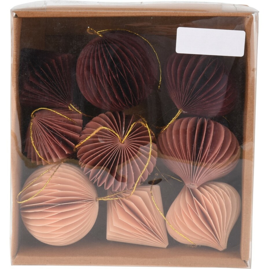 Sada papírových ozdob Ornaments růžová, 6 cm, 9 ks - main (0)