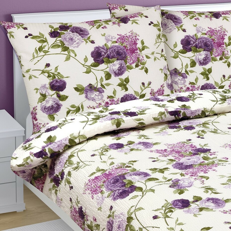 Bellatex Bavlněné povlečení Růže lila, 140 x 220 cm, 70 x 90 cm - main (2)