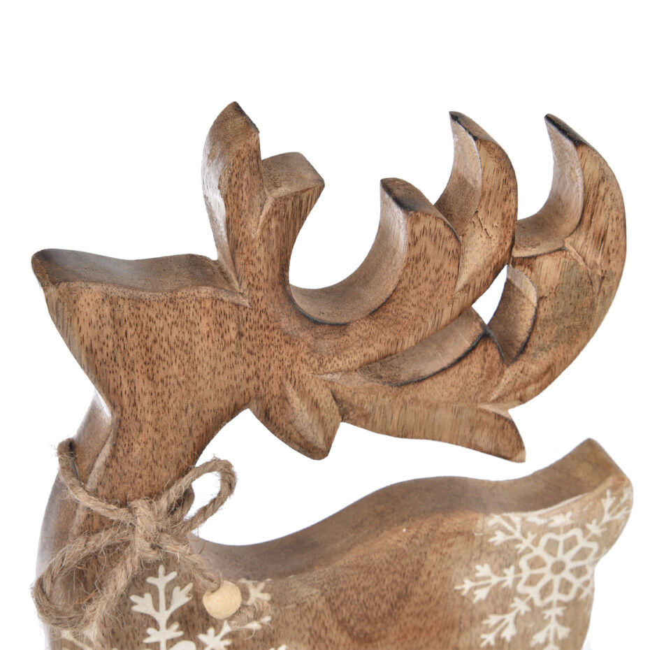4Home Dekorace z mangového dřeva Snowflake Deer, 33 cm - main (1)