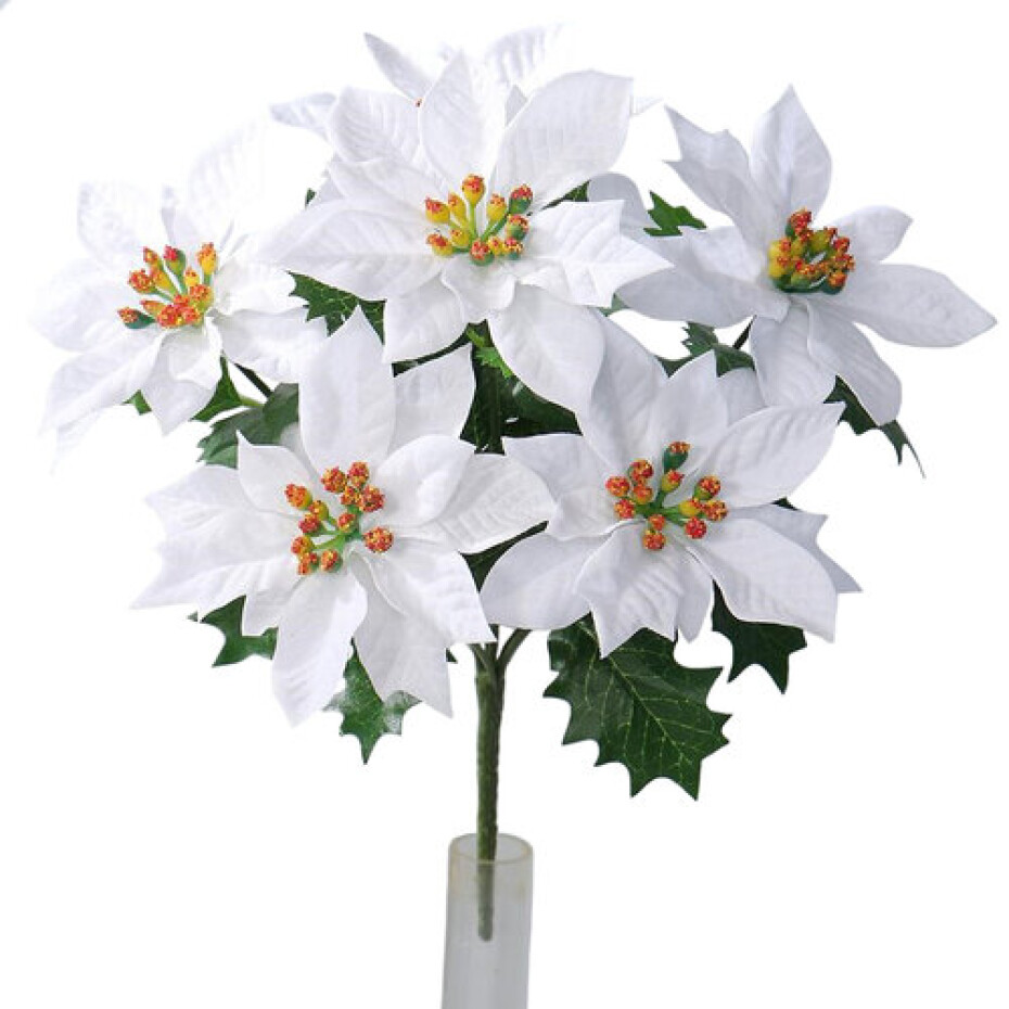 Umělá vánoční Poinsettie bílá, 30 cm - main (0)