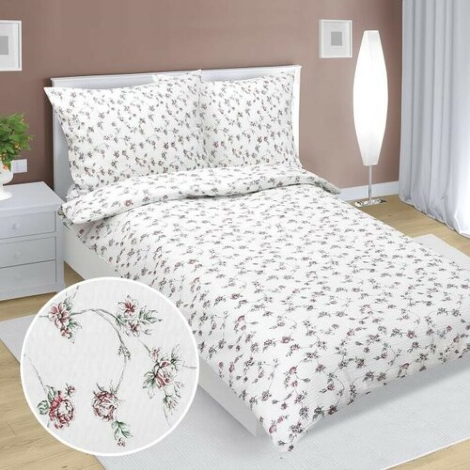 Bellatex Krepové povlečení Pnoucí růže, 140 x 220 cm, 70 x 90 cm - main (0)