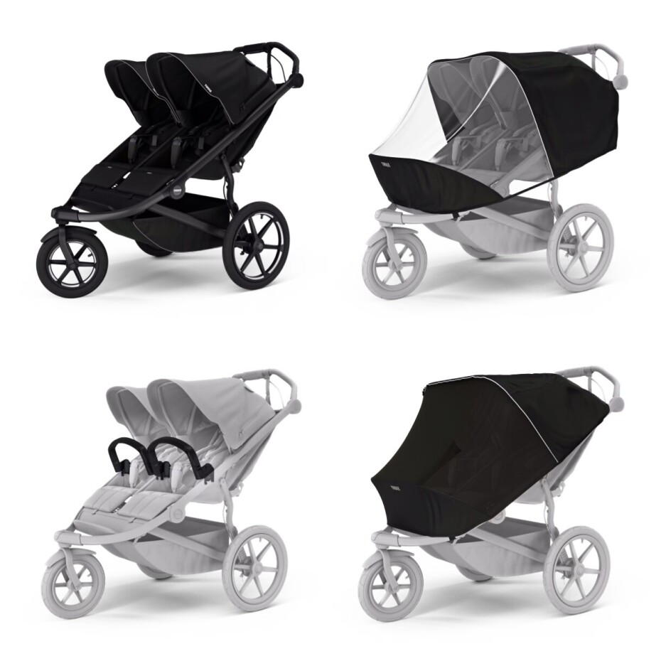 Sportovní kočárek Thule Urban Glide 3 Double Black + 2x madlo + pláštěnka + moskytierá - main (0)
