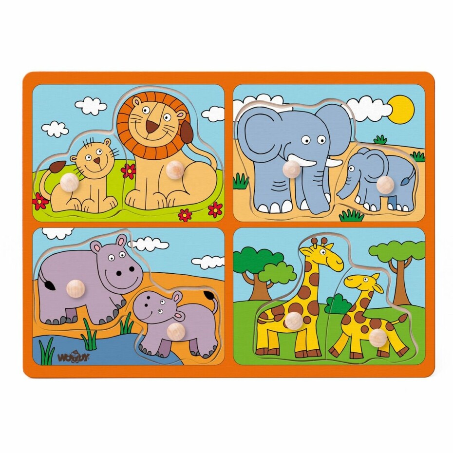 Woody Puzzle pro nejmenší s úchyty Africká zvířata - main (0)
