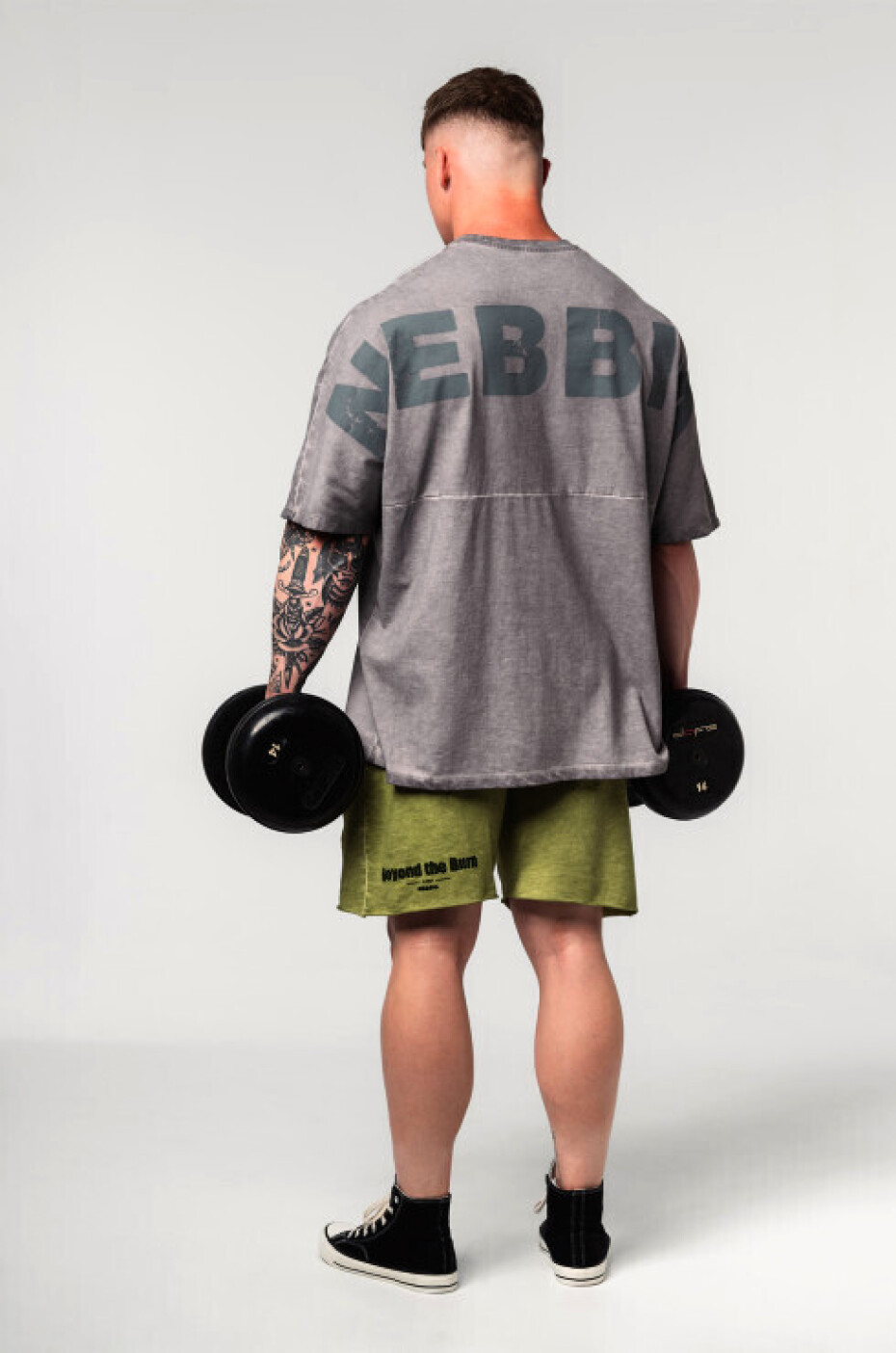 Pánské šortky Nebbia  Washed-off Gym Sweatshorts NO BS Light Green M - main (5)
