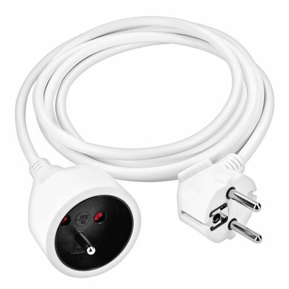 Solight prodlužovací kabel - spojka, 1 zásuvka, bílá, 2m PS02 - main (1)