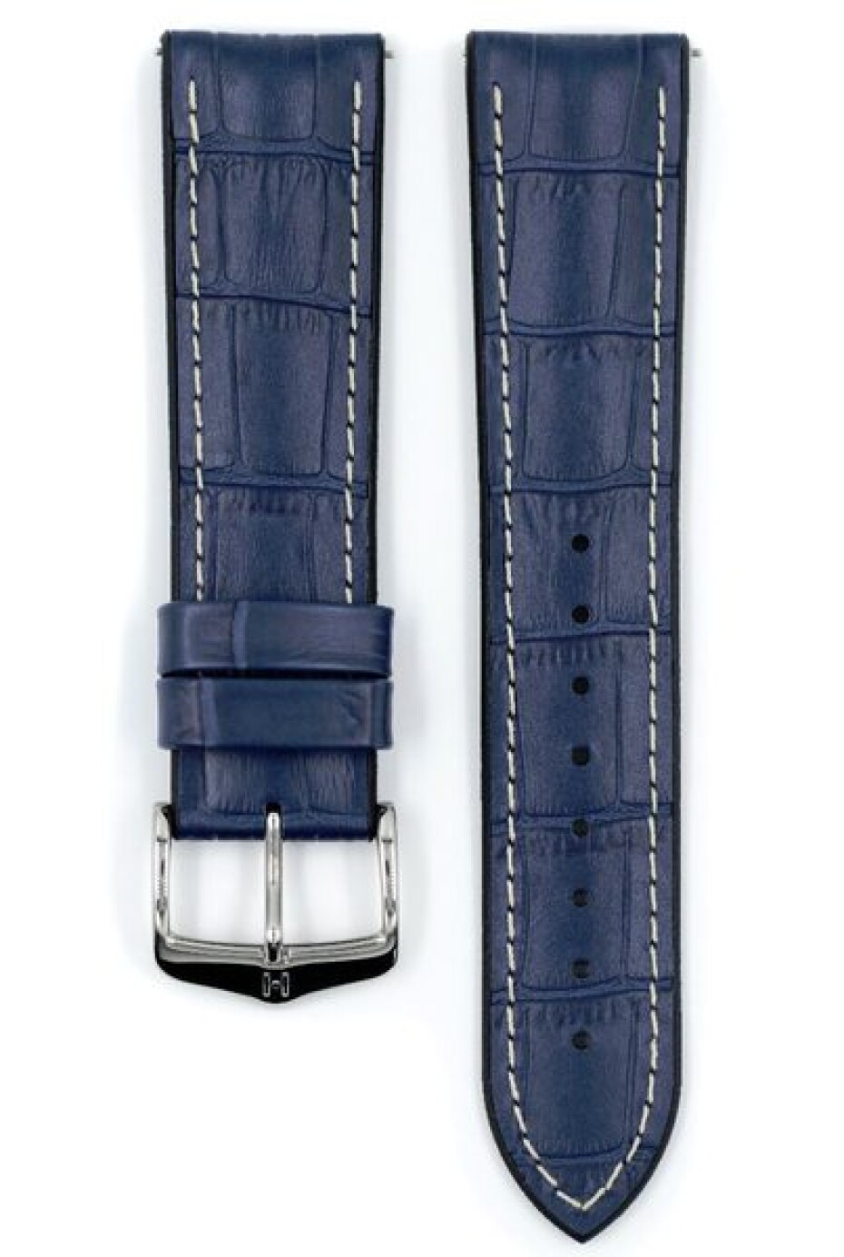 Řemínek Hirsch George - modrý - 24 mm - L – Standardní délka (doporučujeme) - 22 mm - Stříbrná - main (1)