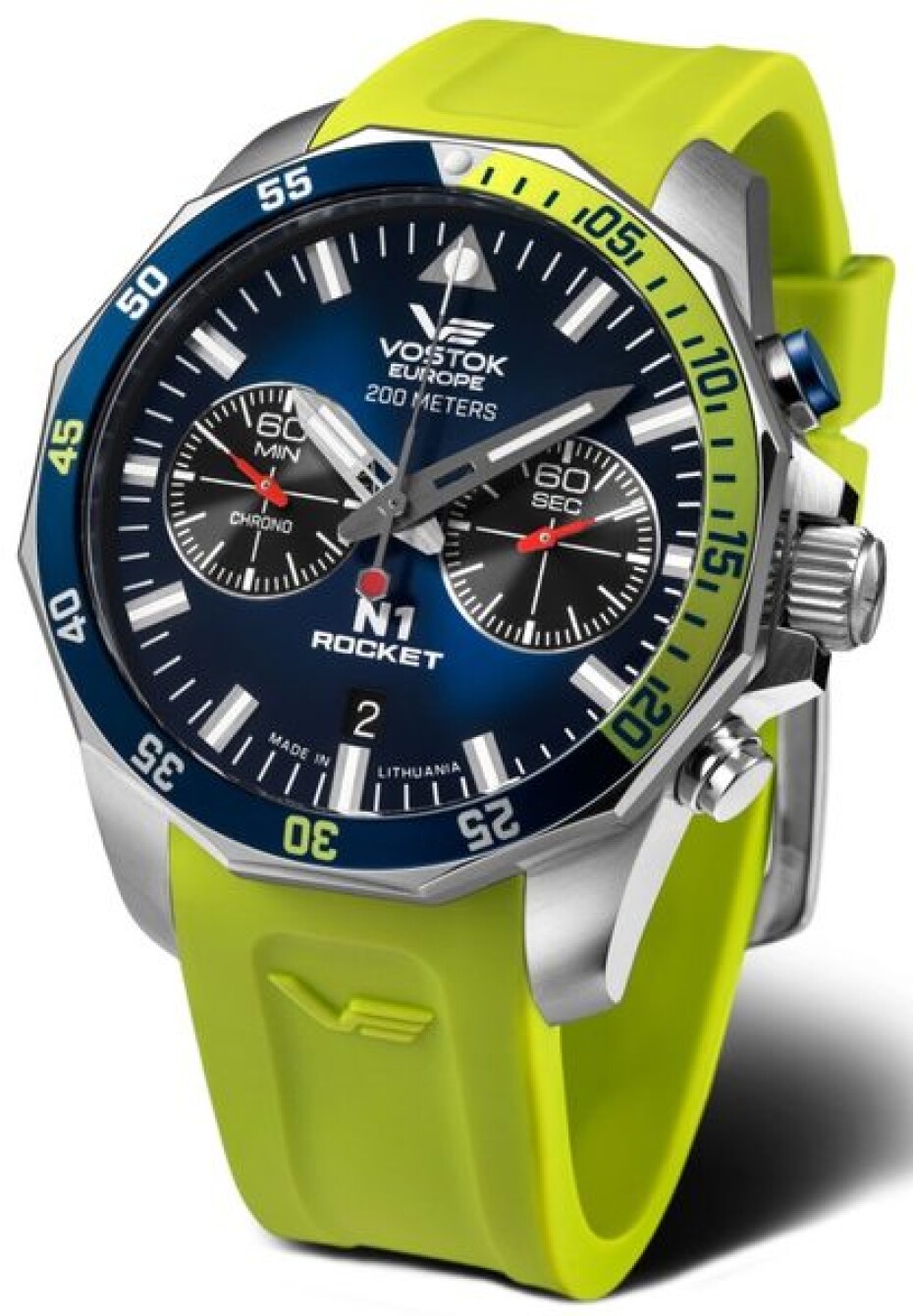 Vostok Europe N-1 Rocket Chrono Line 6S21-225A708S - Modrý silikonový řemínek - main (2)