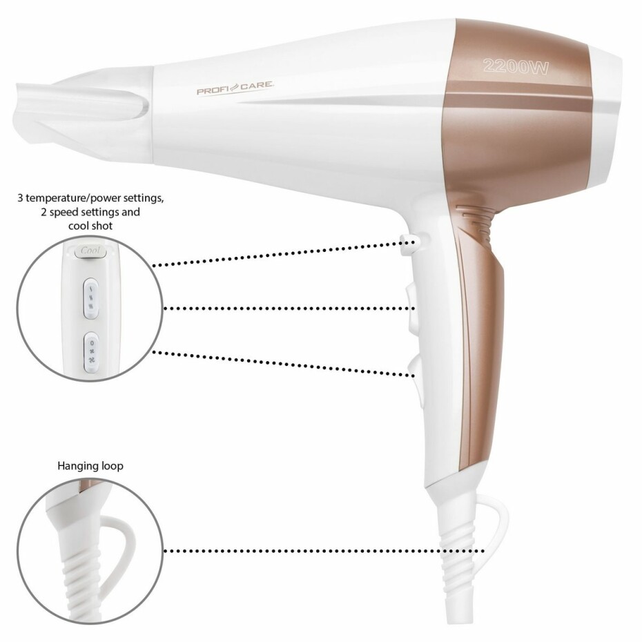 ProfiCare HT 3010 vysoušeč vlasů, bílá - main (2)