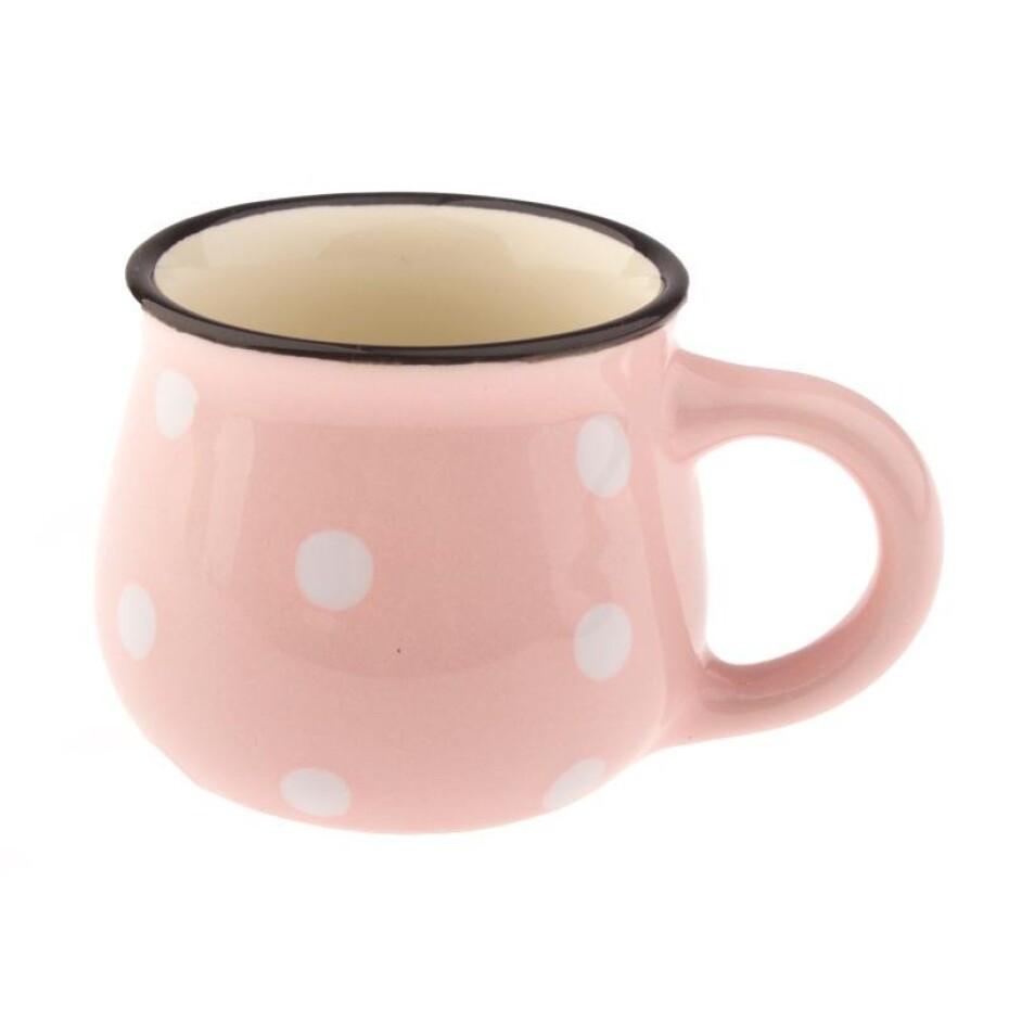 Hrnek keramický s puntíky - růžový 75 ml - main (0)