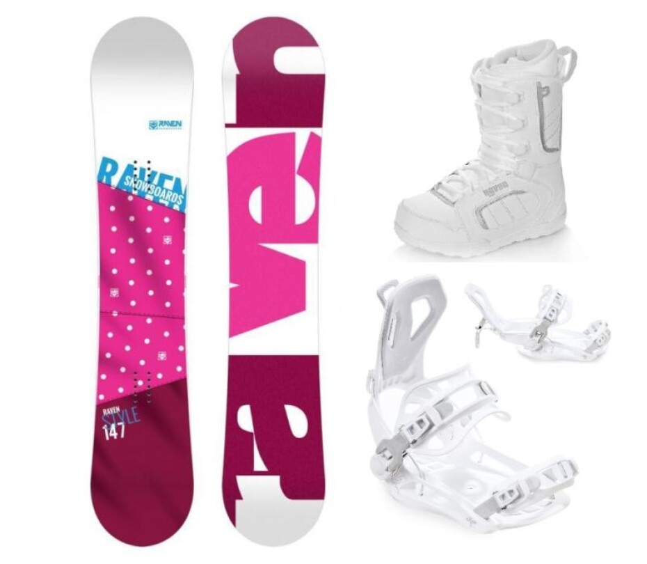 Raven Style Pink snowboard + Raven Fastec FT360 white vázání + Raven Pearl white boty - main (0)
