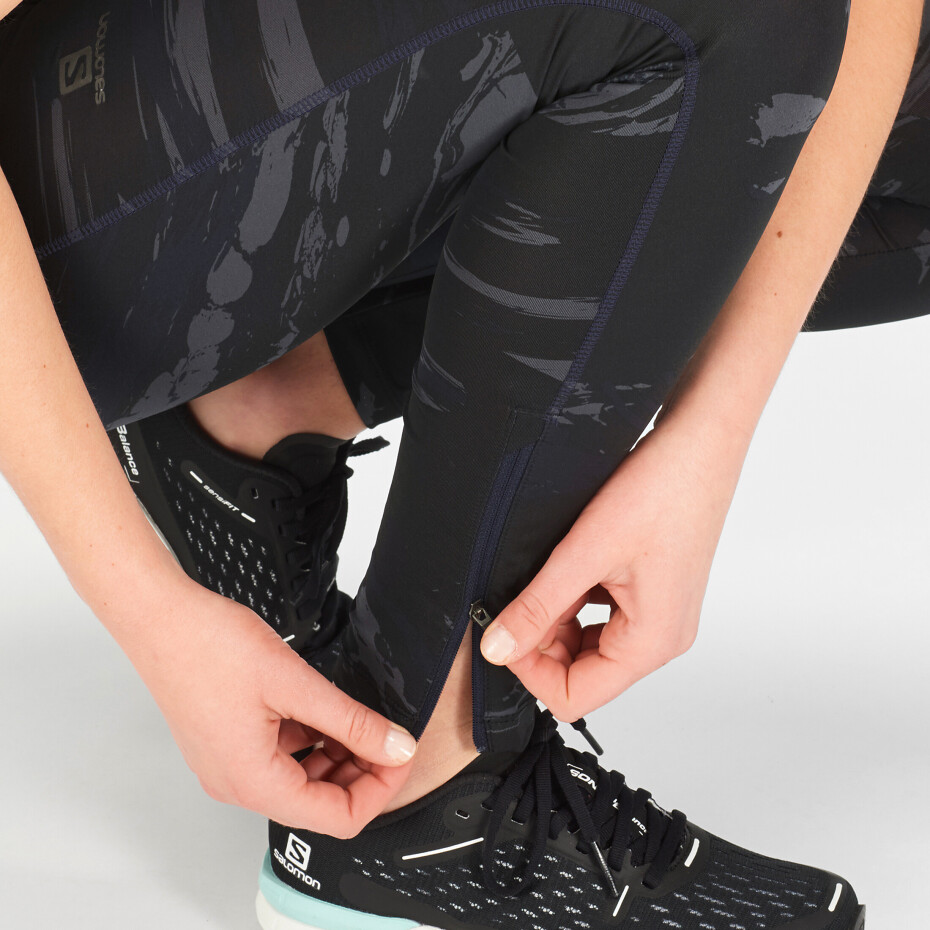 Dámské legíny Salomon  Agile Long Tight Black/AO XS - main (2)