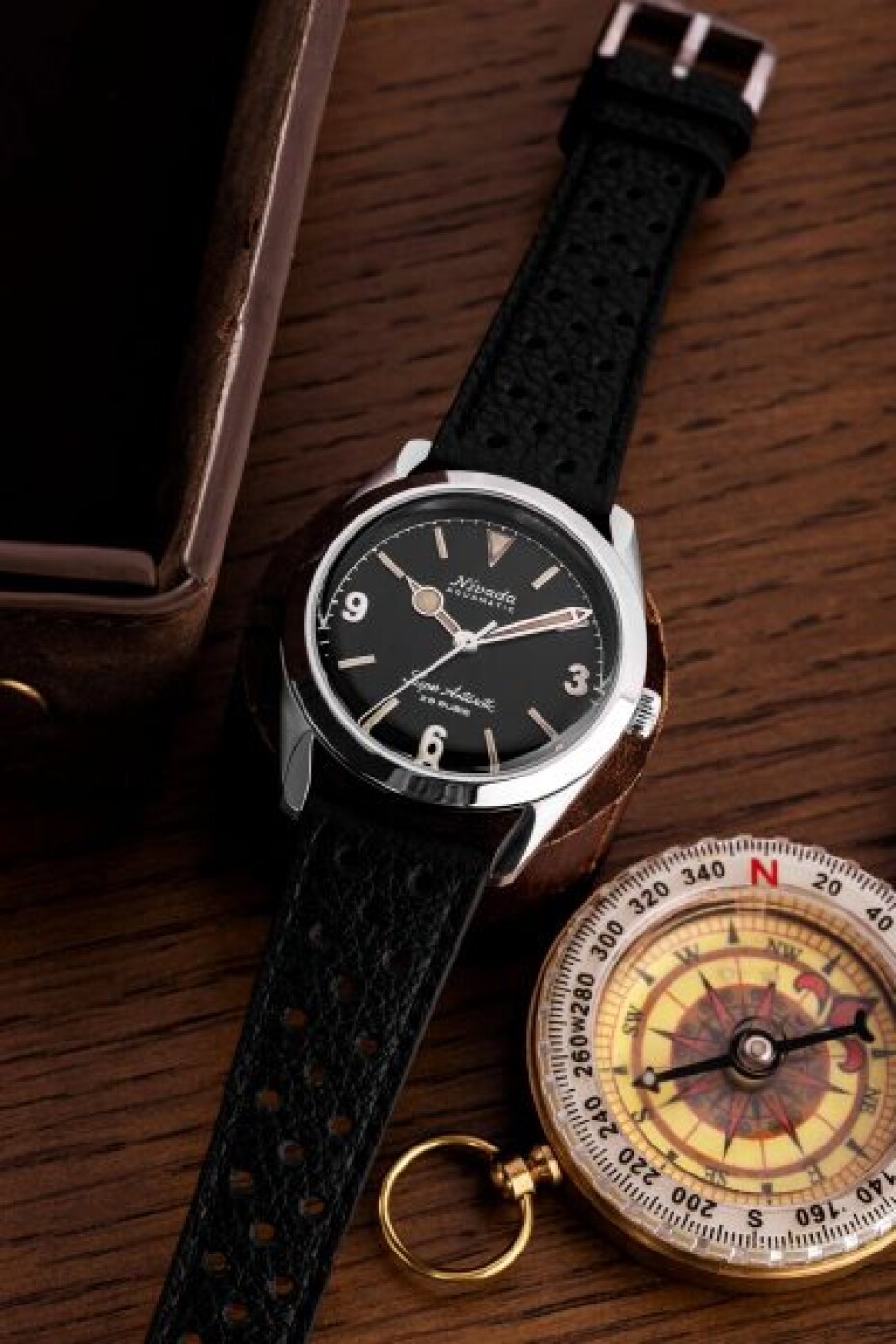 Nivada Grenchen Super Antarctic 3.6.9 Black Vintage - Black Leather White Stitching - main (6)