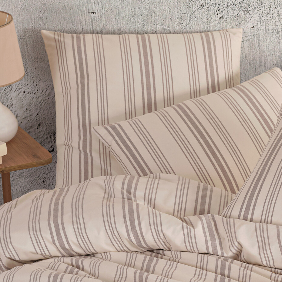 4Home Bavlněné povlečení Stripes taupe, 140 x 200 cm, 70 x 90 cm - main (2)