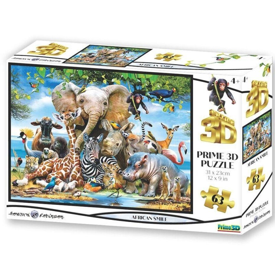 Puzzle 3D - Afrika úsměv 63 dílků - Kolektiv - main (0)