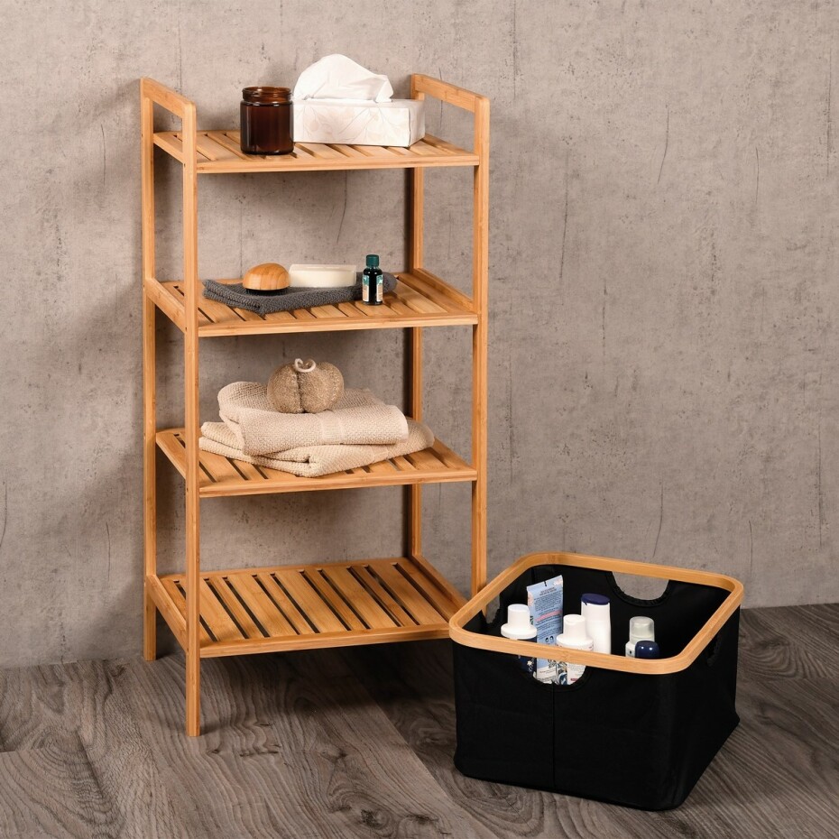 Kesper 19438 Bambusový regál s košem, 93,5 x 44 x 34 cm - main (1)