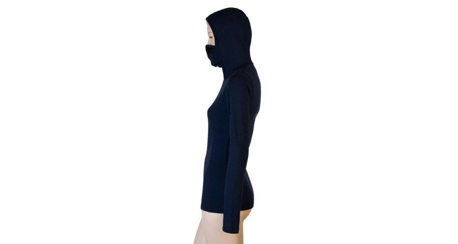 Sensor tričko s kapucí Merino Df deep blue - main (4)