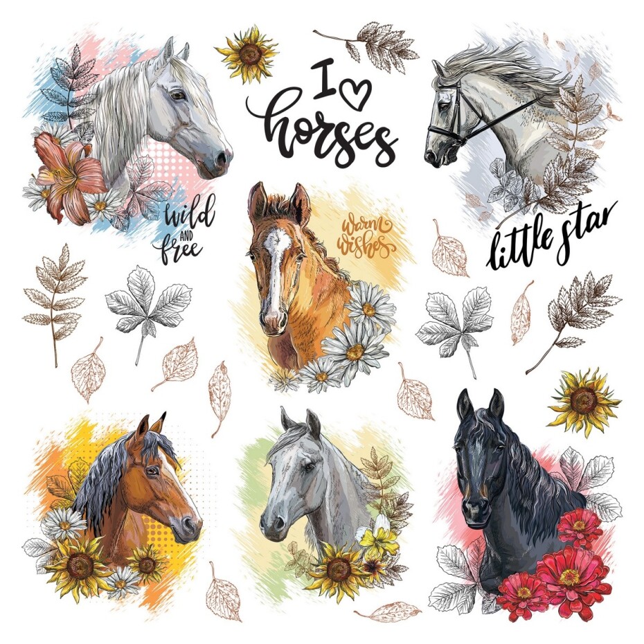 Samolepící dekorace Horses, 30 x 30 cm - main (0)