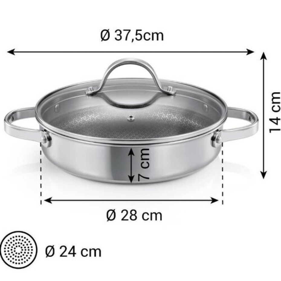 Pánev hluboká SteelCRAFT s poklicí ø 28 cm, 2 úchyty - main (2)