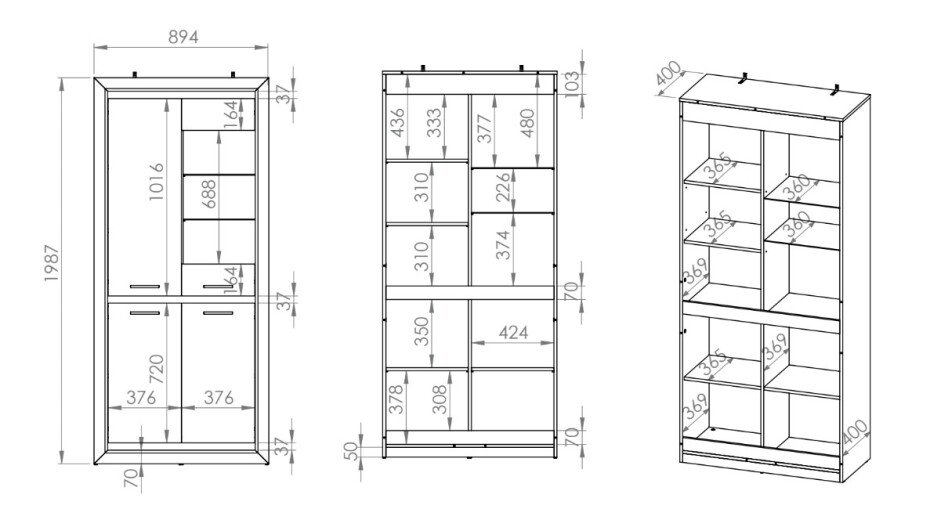 ArtMLM Vitrína BALCA 2501 s LED osvětlením - main (5)