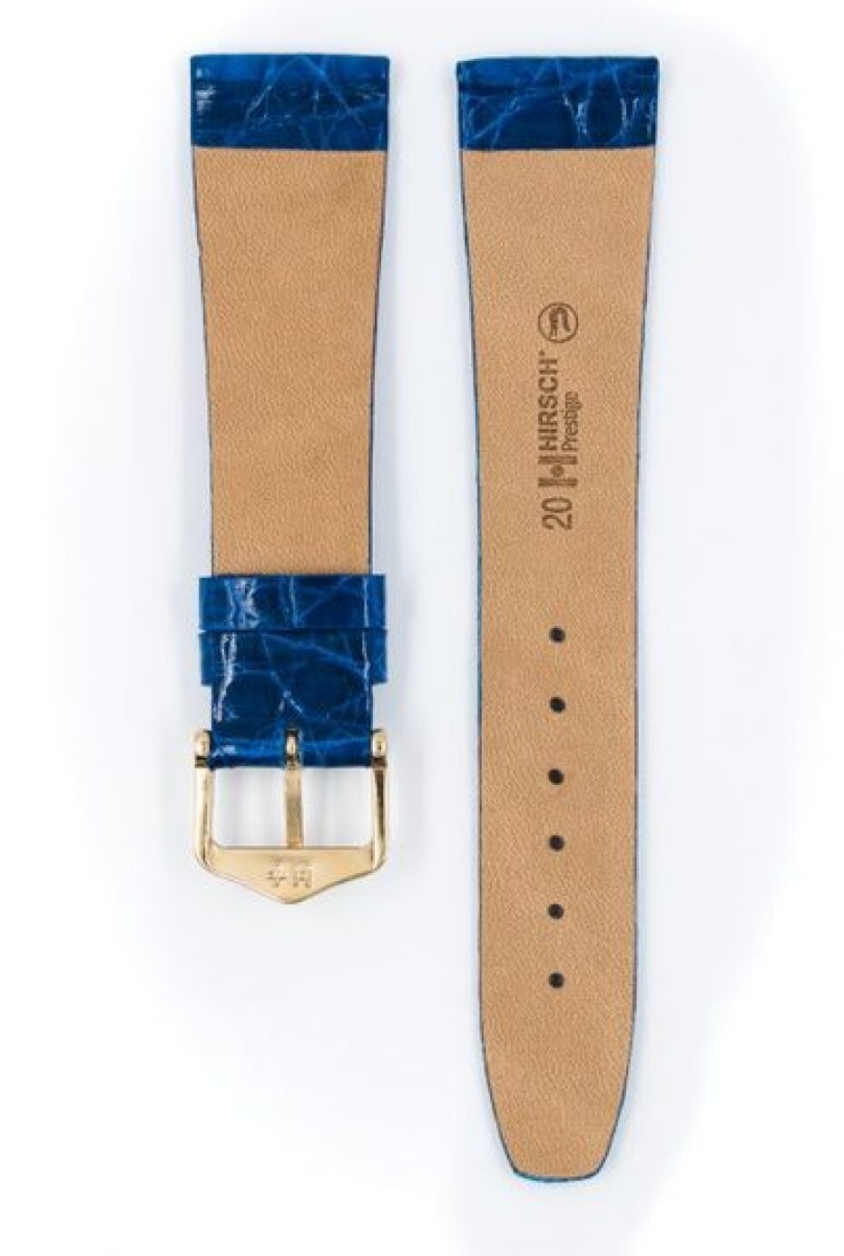 Řemínek Hirsch Prestige Crocodile - královská modrá - 16 mm - L – Standardní délka (doporučujeme) - 14 mm - Zlatá - main (2)