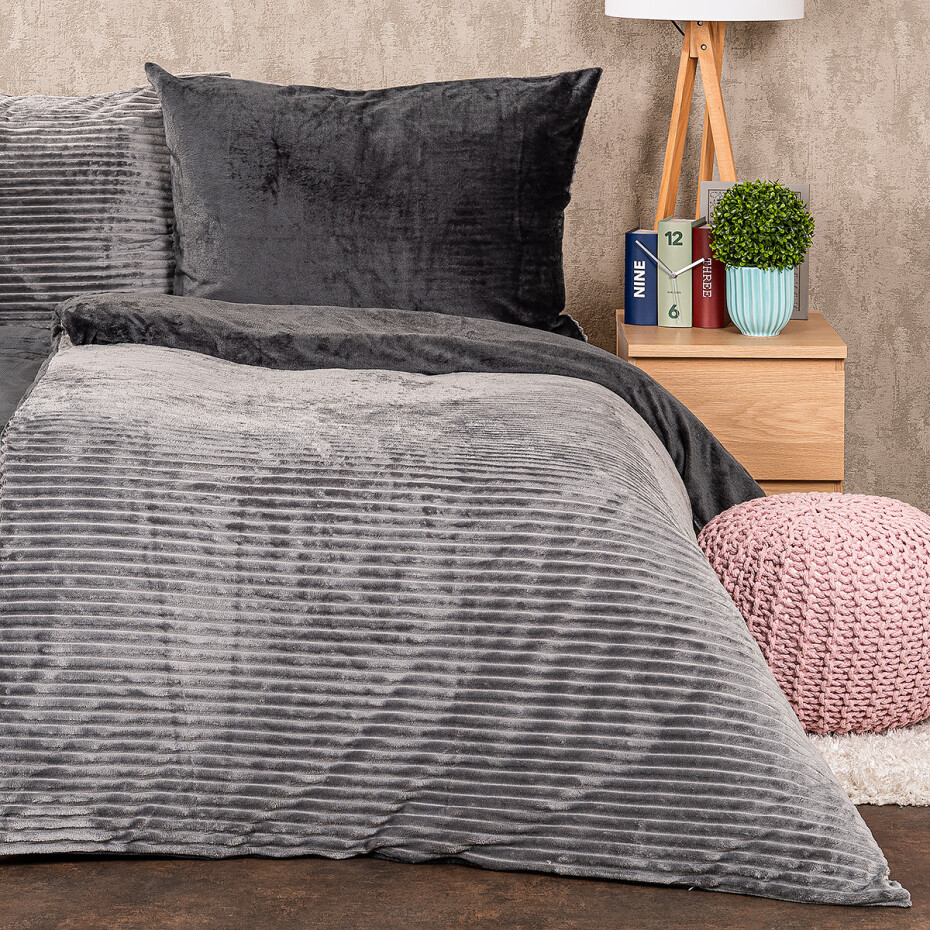 4Home Povlečení mikroflanel Stripe šedá, 140 x 200 cm, 70 x 90 cm - main (1)