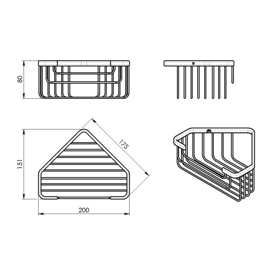 GEDY 2483 Smart rohová police do sprchy, 20 x 8 x 15,1 cm, stříbrná - main (1)