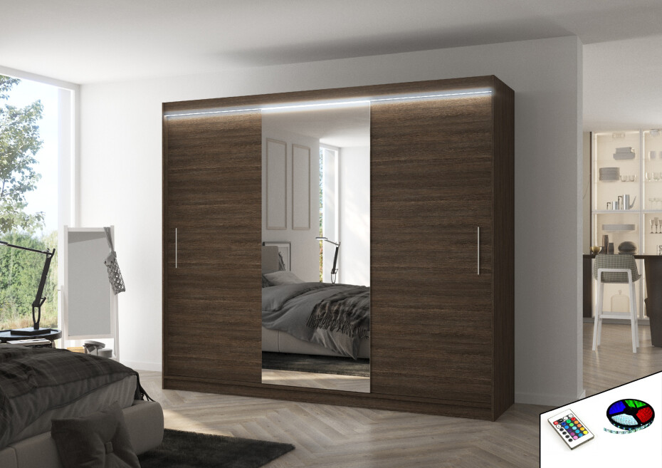 ArtAdrk Šatní skříň DENIS | 250 cm Barva: Černá - main (9)