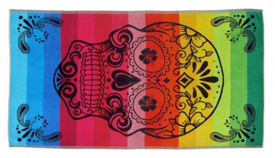 Oboustranná plážová osuška Lovely Home Rainbow Skull - main (0)