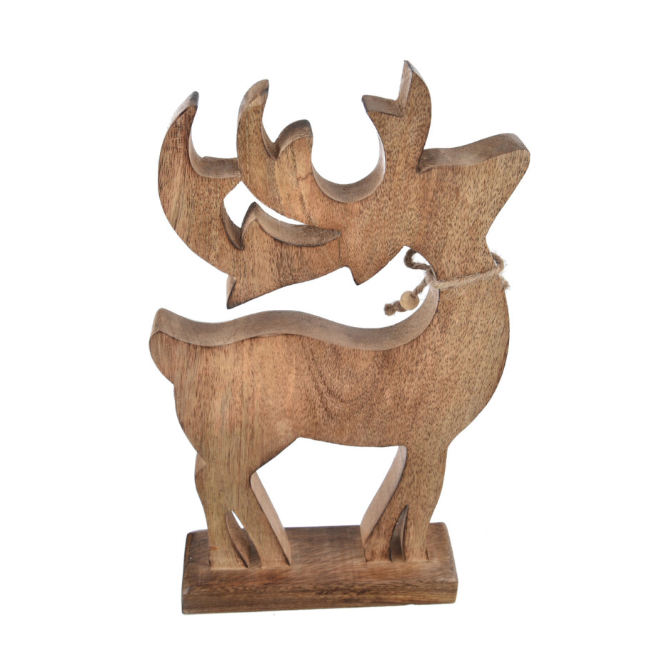 4Home Dekorace z mangového dřeva Snowflake Deer, 33 cm - main (2)