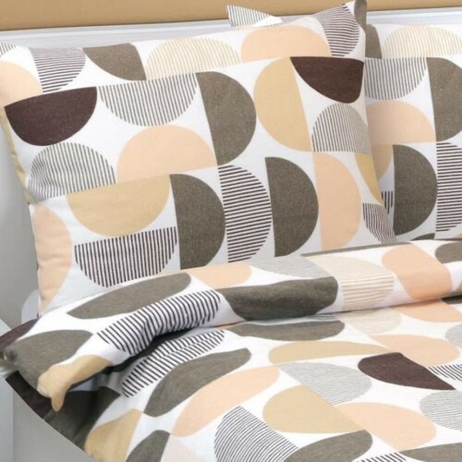 Bellatex Flanelové povlečení Půlkruh hnědá, losos, 140 x 220 cm, 70 x 90 cm - main (2)