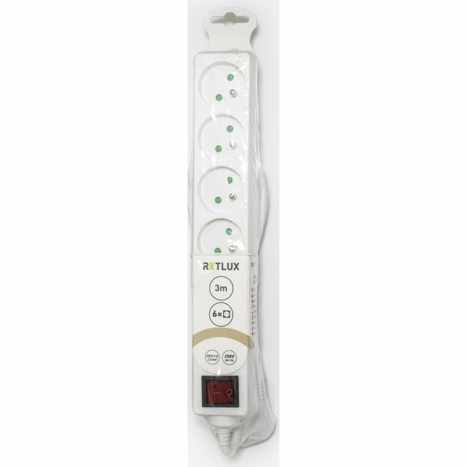 Retlux RPC 3 Prodlužovací kabel s vypínačem, 6 zásuvek, 3 m - main (1)