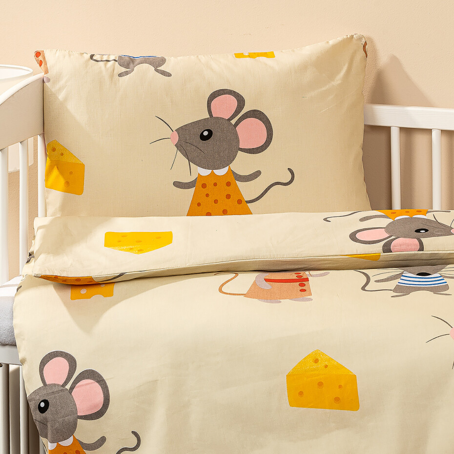 4Home Dětské bavlněné povlečení do postýlky Little mouse, 100 x 135 cm, 40 x 60 cm - main (1)