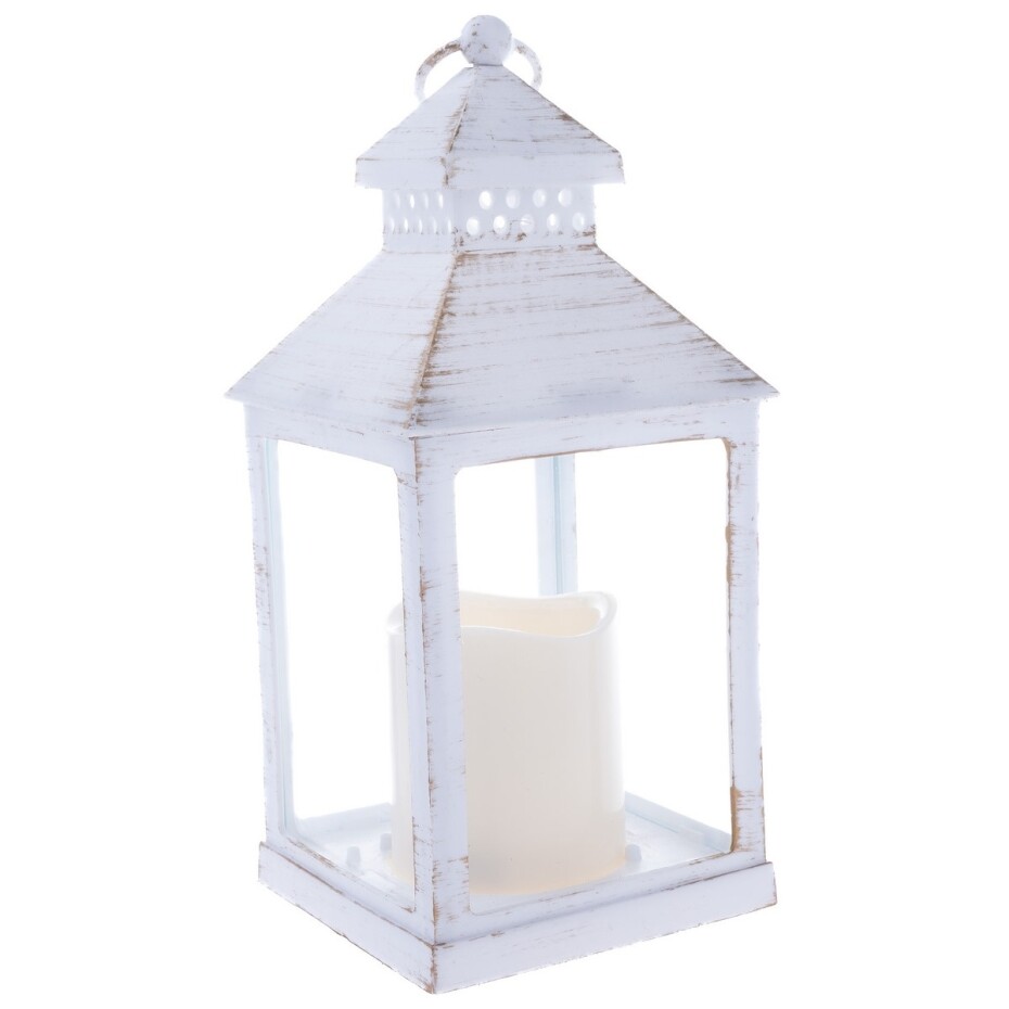Lucerna s LED svíčkou Vintage, 10 x 20 x 10 cm, teplá bílá, plast - main (0)